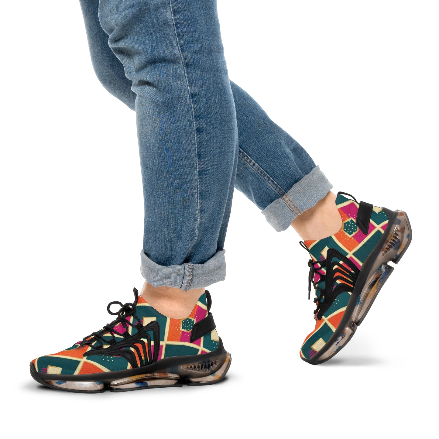 Men's Mesh Sneakers — Colorful Geometric Pattern Athletic Shoes (free shipping)