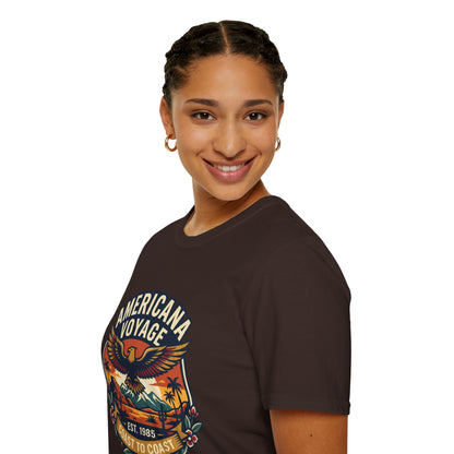Americana Voyage retro Graphic T-Shirt — Coast to Coast Eagle Sunset