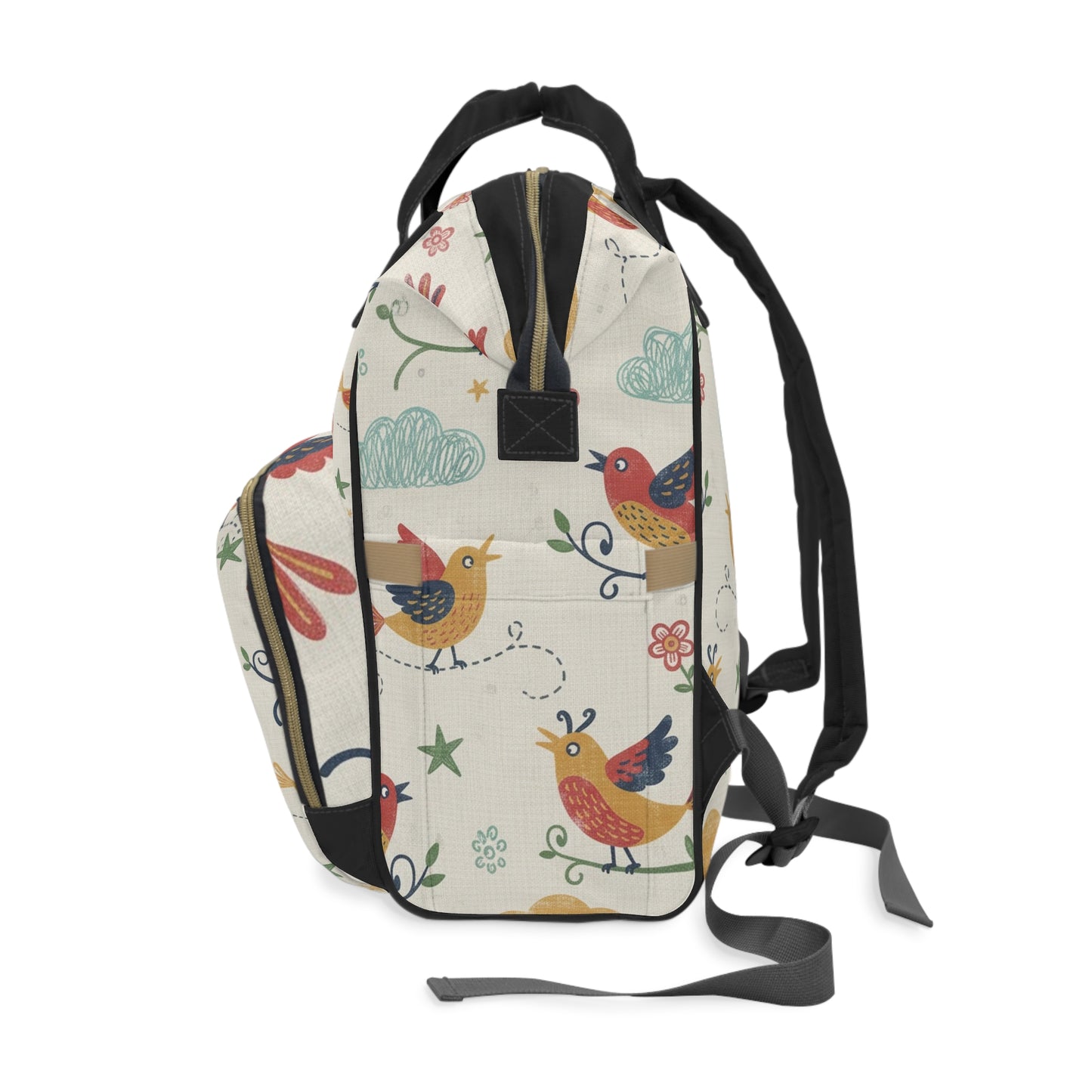Boho - Birds & Blooms Multifunctional Diaper Backpack — Cute Floral Baby Travel Bag