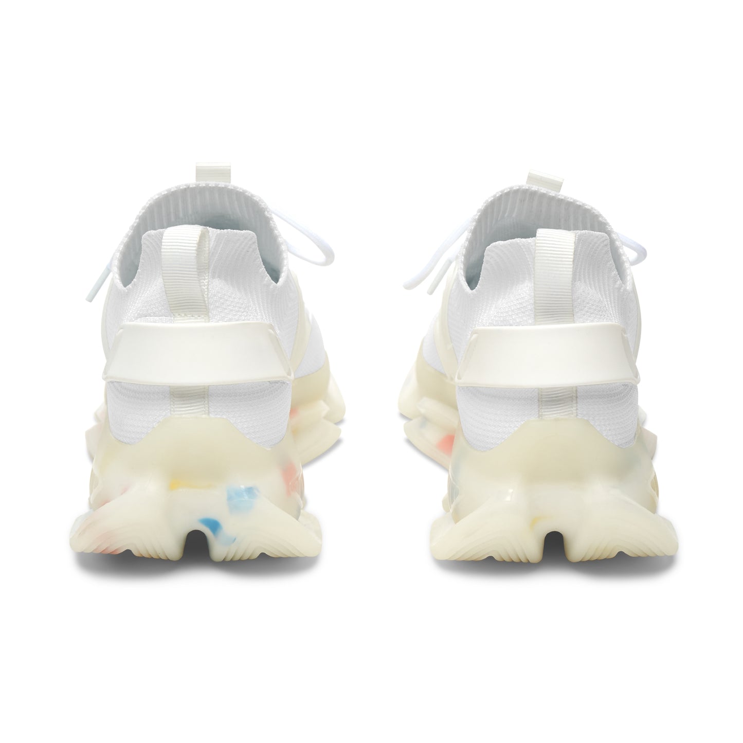 Women’s White Mesh Sneakers — Lightweight Breathable Athletic Shoes with Color-Accent Sole