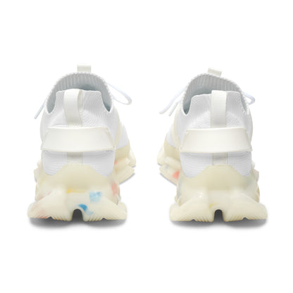 Women’s White Mesh Sneakers — Lightweight Breathable Athletic Shoes with Color-Accent Sole