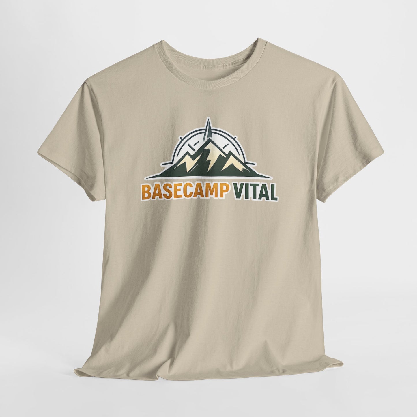 Base Camp Vital Mountain Compass Crewneck T-Shirt | Outdoor Hiking Graphic Tee | Midweight Cotton Trail Shirt (free shipping)