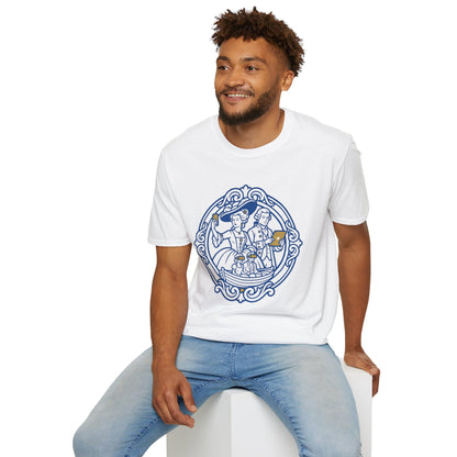 Rococo Smartphone Toile - Captain & First Mate Nautical Crew T-Shirt — Vintage Ship Wheel Illustration