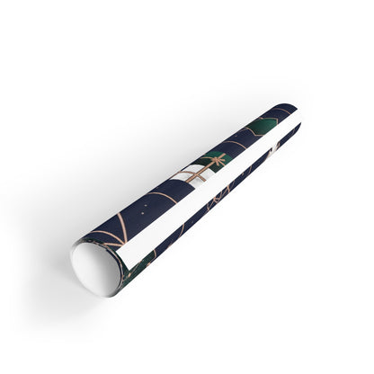 Holiday Gift Wrapping Paper Roll with Trees and Reindeer