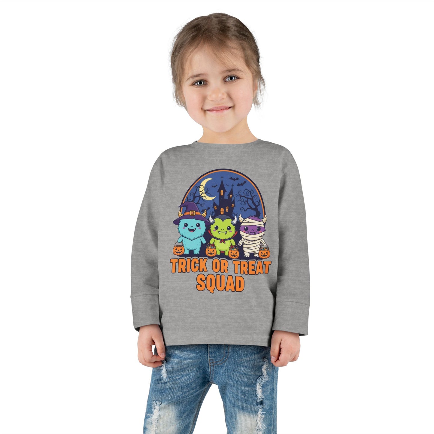 Toddler Halloween Long Sleeve Tee - Trick or Treat Squad, Cute Kids Shirt, Halloween Costume Tee, Toddler Fall Apparel, Kids Halloween [...]