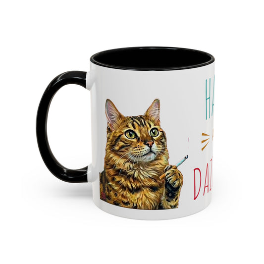 Happy and Dazzling smoking Cat Coffee Mug- cat smoking cigarette- funny (free shipping)