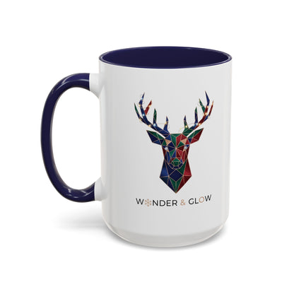 Geometric Stag Accent Coffee Mug — "Wonder & Glow" 11/15oz