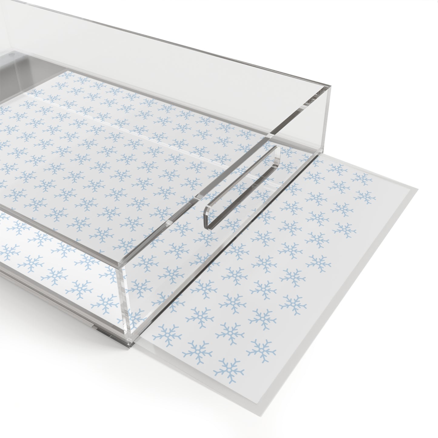 Elegant Acrylic Serving Tray with Snowflakes Pattern