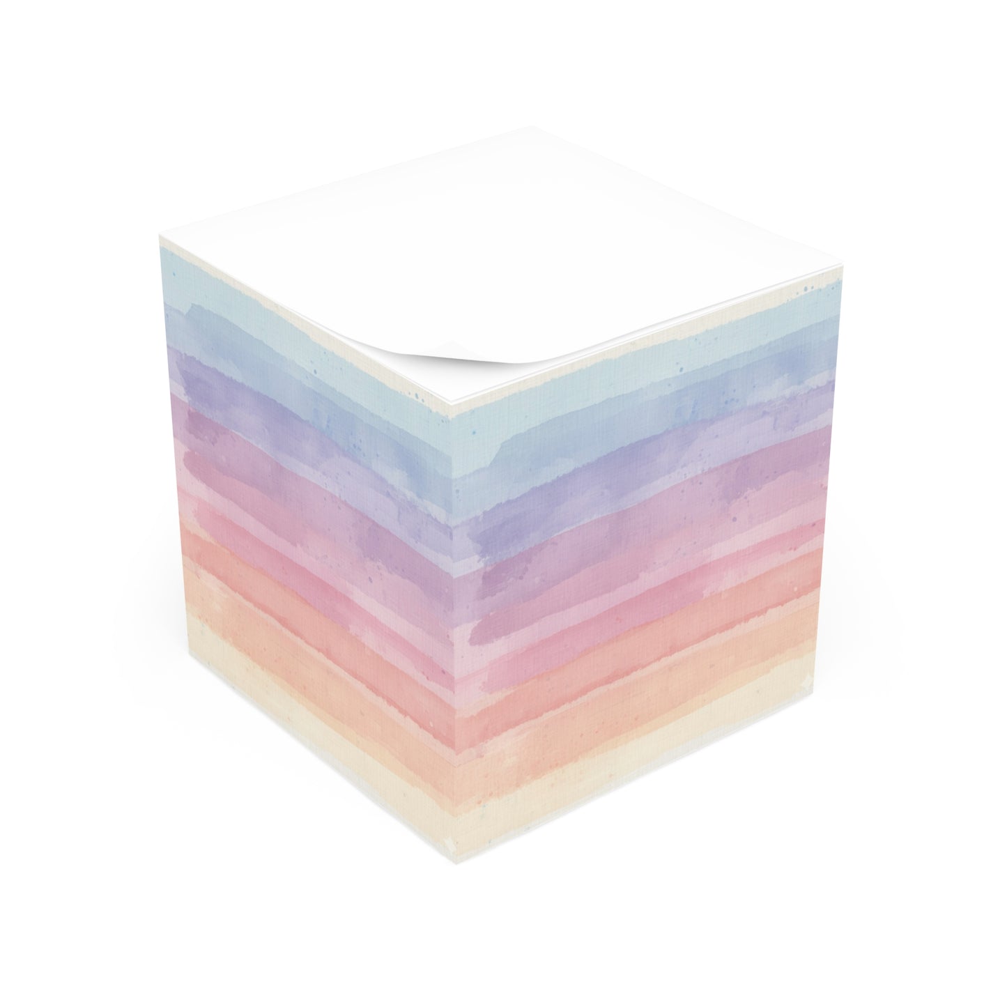 Pastel Watercolor Note Cube — Rainbow Sticky Memo Block