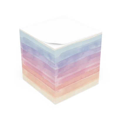 Pastel Watercolor Note Cube — Rainbow Sticky Memo Block
