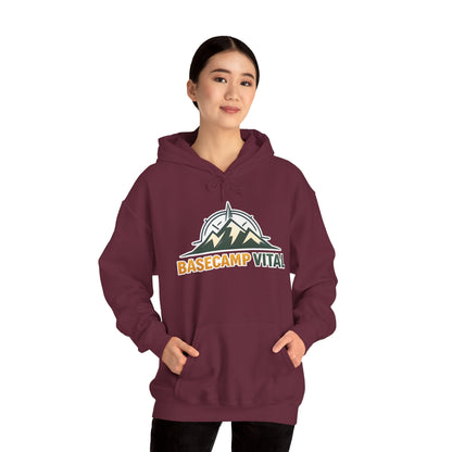 Base Camp Vital Outdoor Fleece Hoodie | Mountain Compass Graphic Pullover | 50/50 Midweight Trail Hoodie  Vital Hoodie  (free shipping)