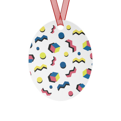 Memphis Geometric Metal Ornament — 80s Retro Bell Decoration