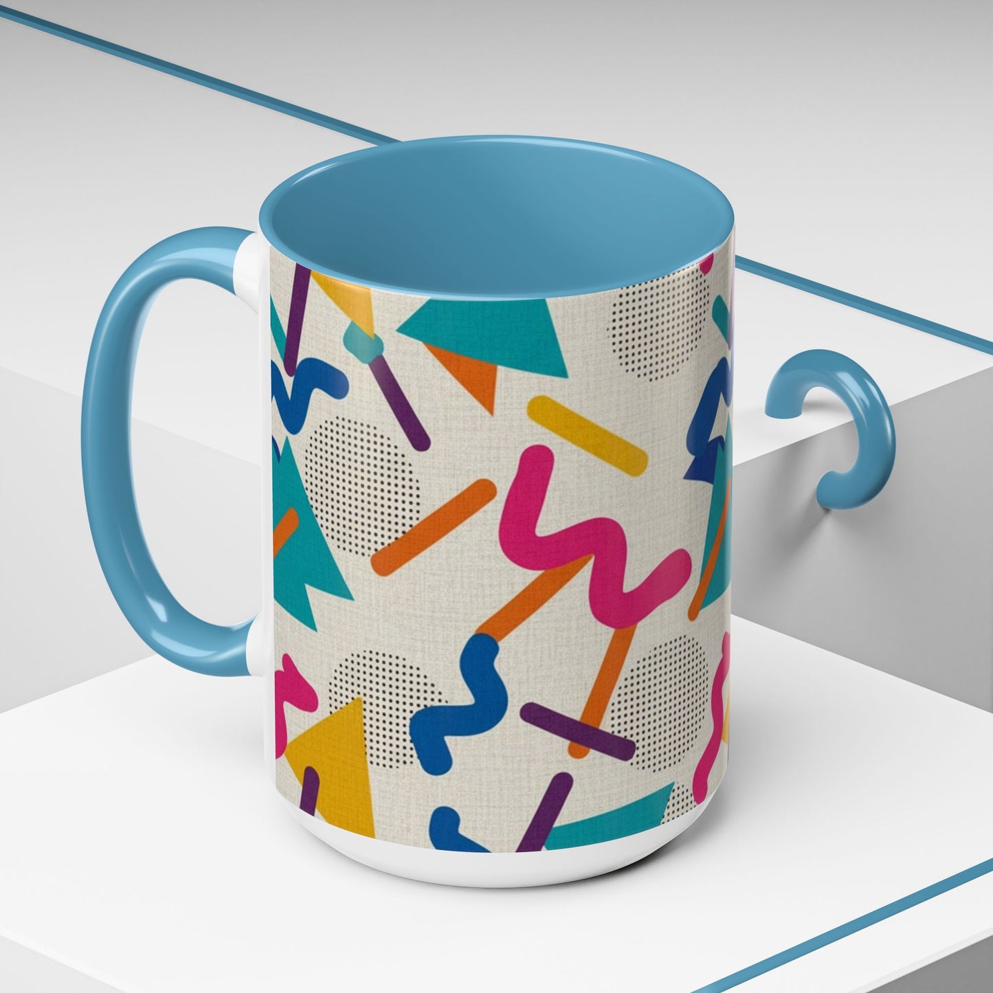Retro Memphis Pattern Coffee Mug — 11/15oz Accent Ceramic Mug