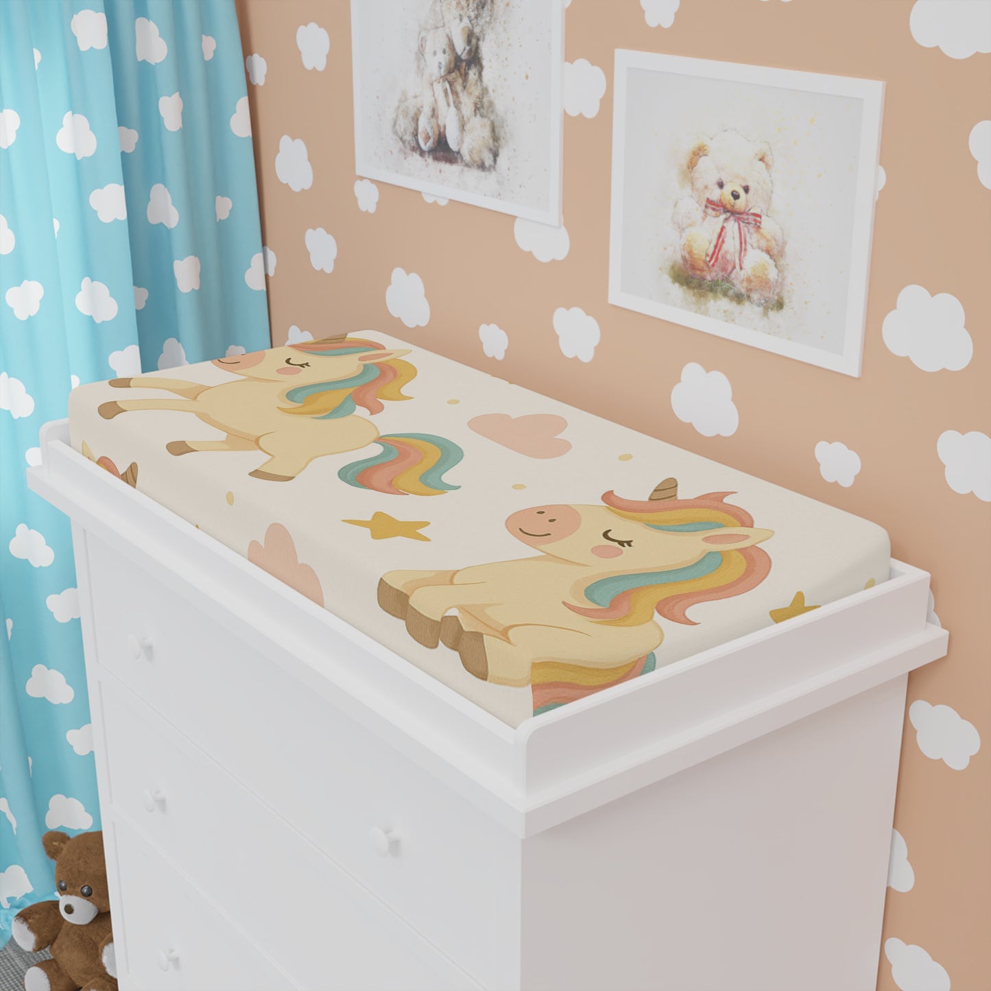 Unicorn-Themed Baby Changing Pad Cover for Adorable Nursery Decor