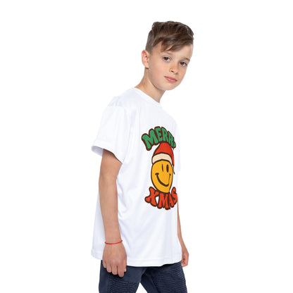 Kids Jersey — Merry Xmas Smiley Santa Holiday Tee