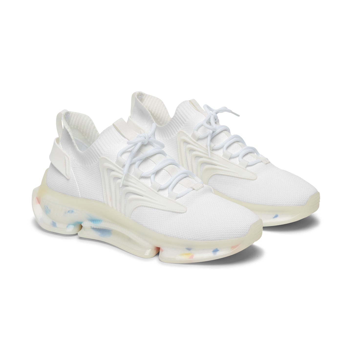 Women’s White Mesh Sneakers — Lightweight Breathable Athletic Shoes with Color-Accent Sole