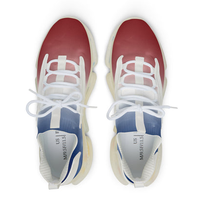 Gradient Red White & Blue Men's Mesh Sneakers — Breathable Athletic Runner Shoes (free shipping)