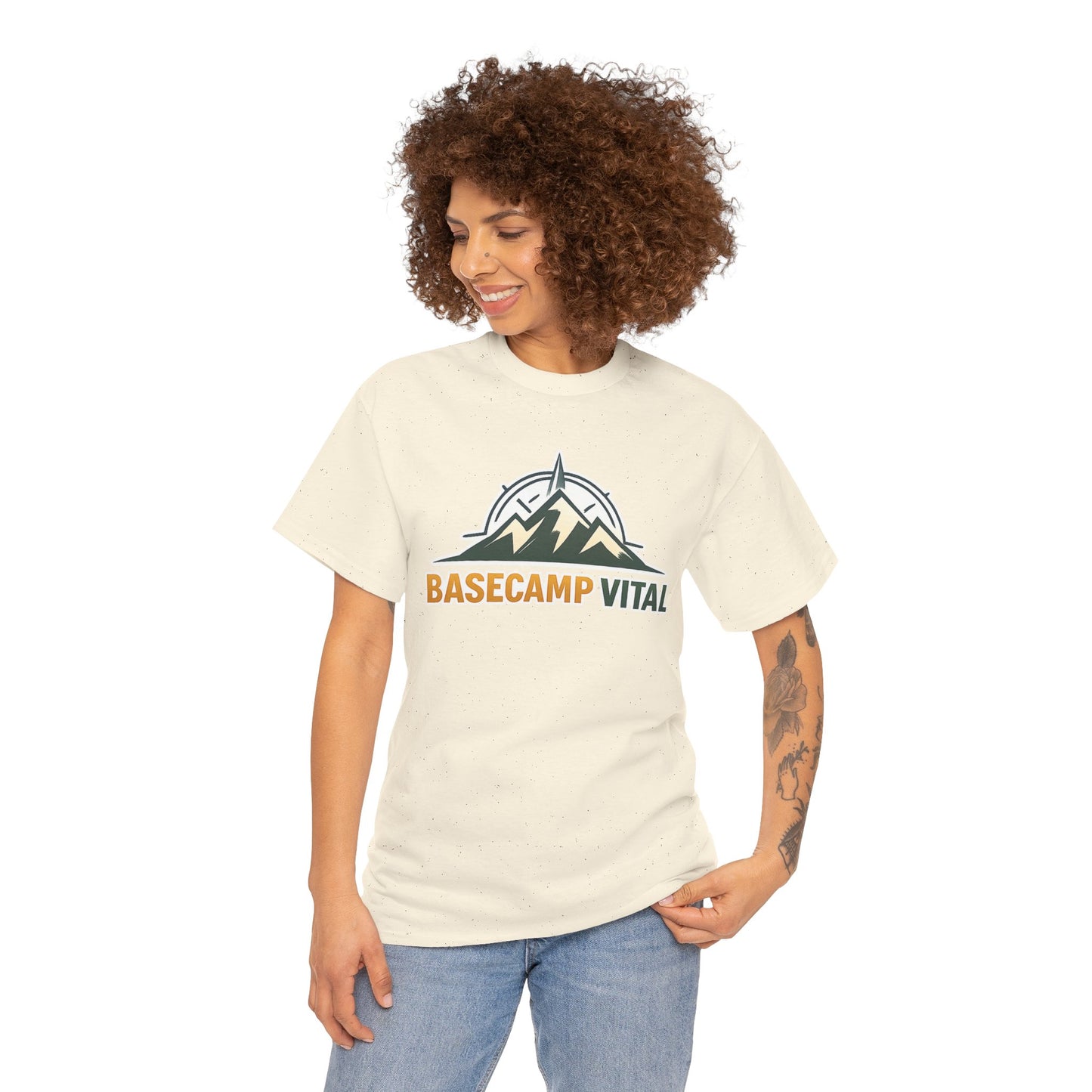 Base Camp Vital Mountain Compass Crewneck T-Shirt | Outdoor Hiking Graphic Tee | Midweight Cotton Trail Shirt (free shipping)