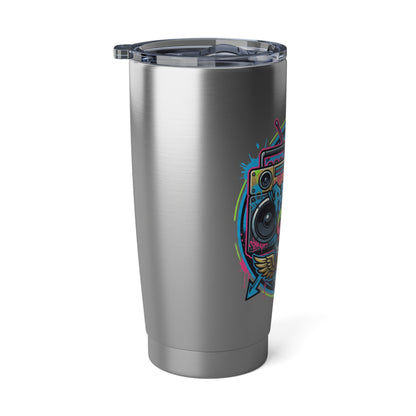 20oz Tumbler — Stainless Steel Travel Cup- 'Rebel City' neon spray paint