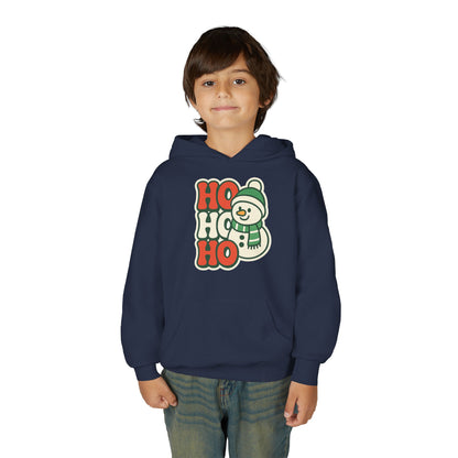 Youth kids Christmas Hoodie - 'HO HO HO' Snowman Holiday Sweatshirt