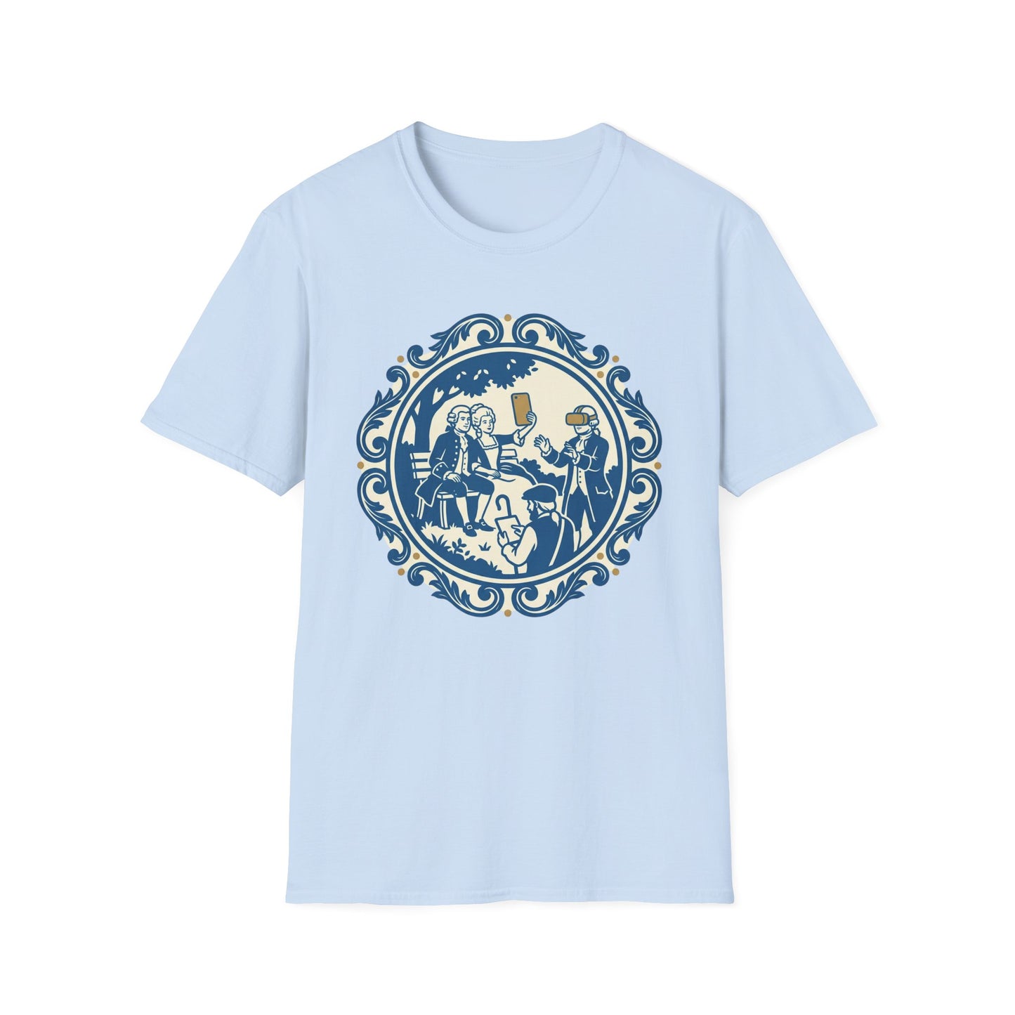 Vintage Blue Rococo Smartphone Toile -  T-Shirt