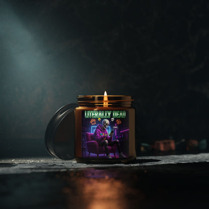 Scented Soy Candle - Spooky Vibes for Relaxation, Ideal for Halloween, Home Décor, Gifts, Eco-Friendly, Amber Jar