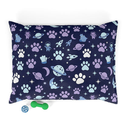 Space Paws Pet Bed — Galaxy Paw Print Cozy Cushion for Dogs & Cats