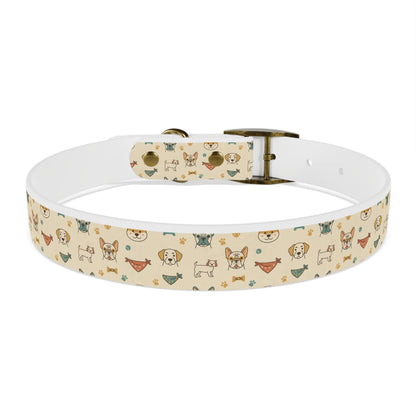 Cute Cartoon Dogs Dog Collar — Beige Puppy Pattern Adjustable Collar