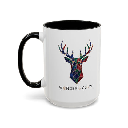 Geometric Stag Accent Coffee Mug — "Wonder & Glow" 11/15oz
