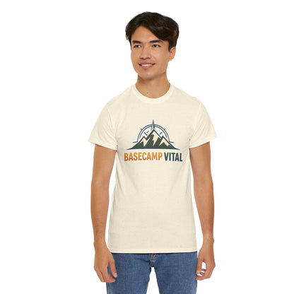 Base Camp Vital Mountain Compass Crewneck T-Shirt | Outdoor Hiking Graphic Tee | Midweight Cotton Trail Shirt (free shipping)