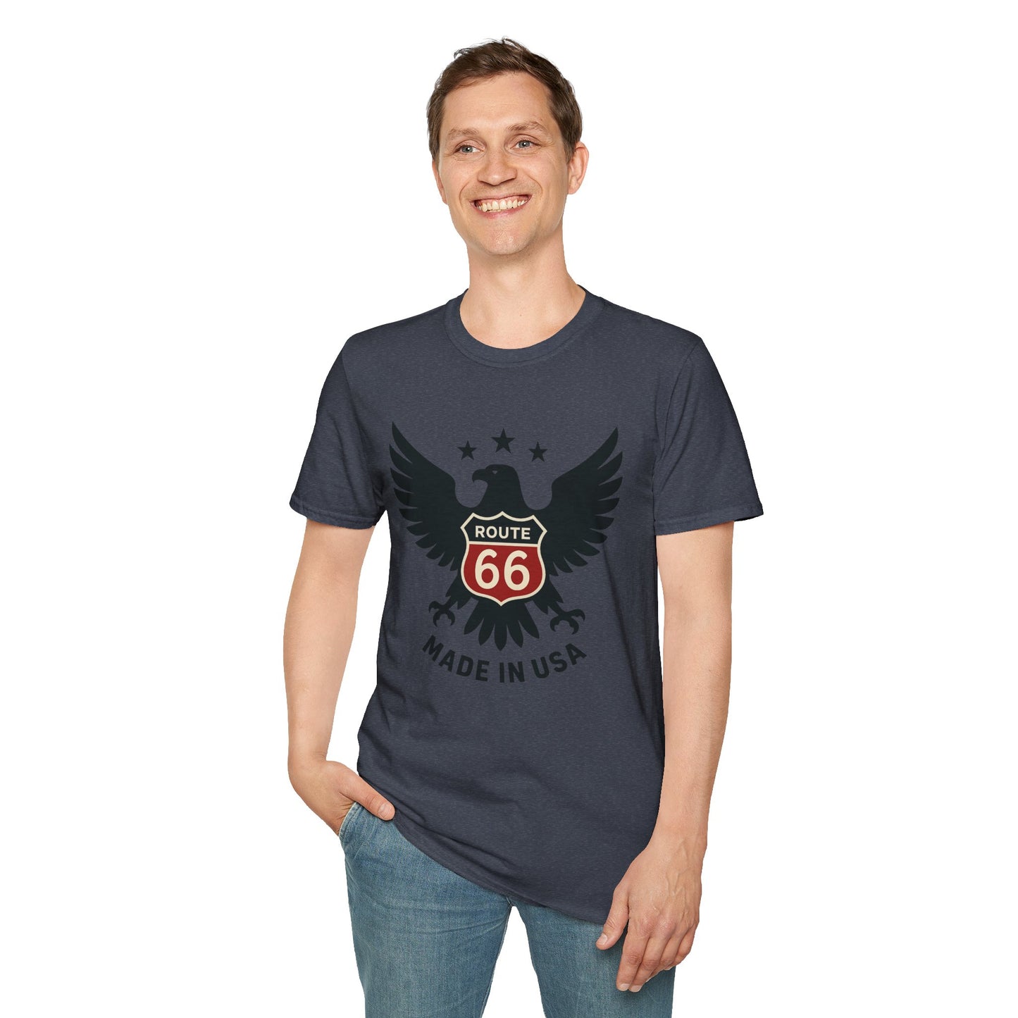 American Route 66 Eagle T-Shirt — Made in USA Vintage Roadtrip Tee