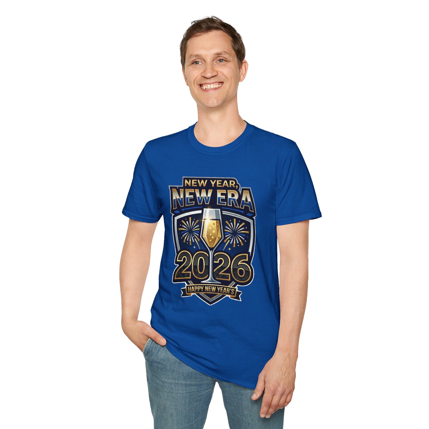 New Year 2026 T-Shirt – "New Year, New Era" Champagne & Fireworks Celebration Tee