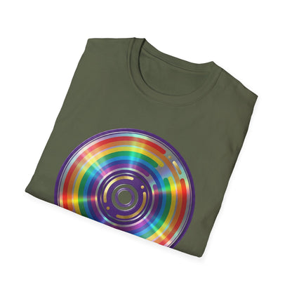 Retro Rainbow CD- Vinyl Record T-Shirt