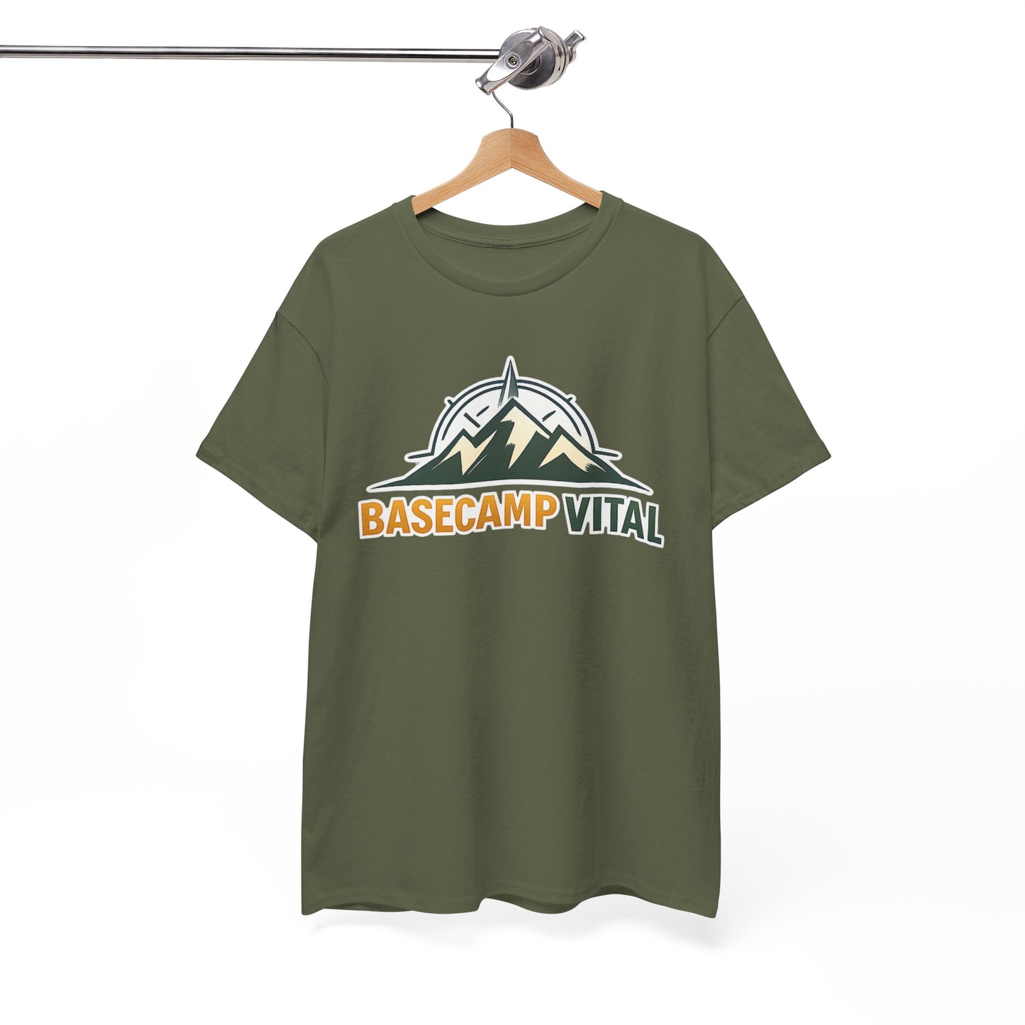 Base Camp Vital Mountain Compass Crewneck T-Shirt | Outdoor Hiking Graphic Tee | Midweight Cotton Trail Shirt (free shipping)