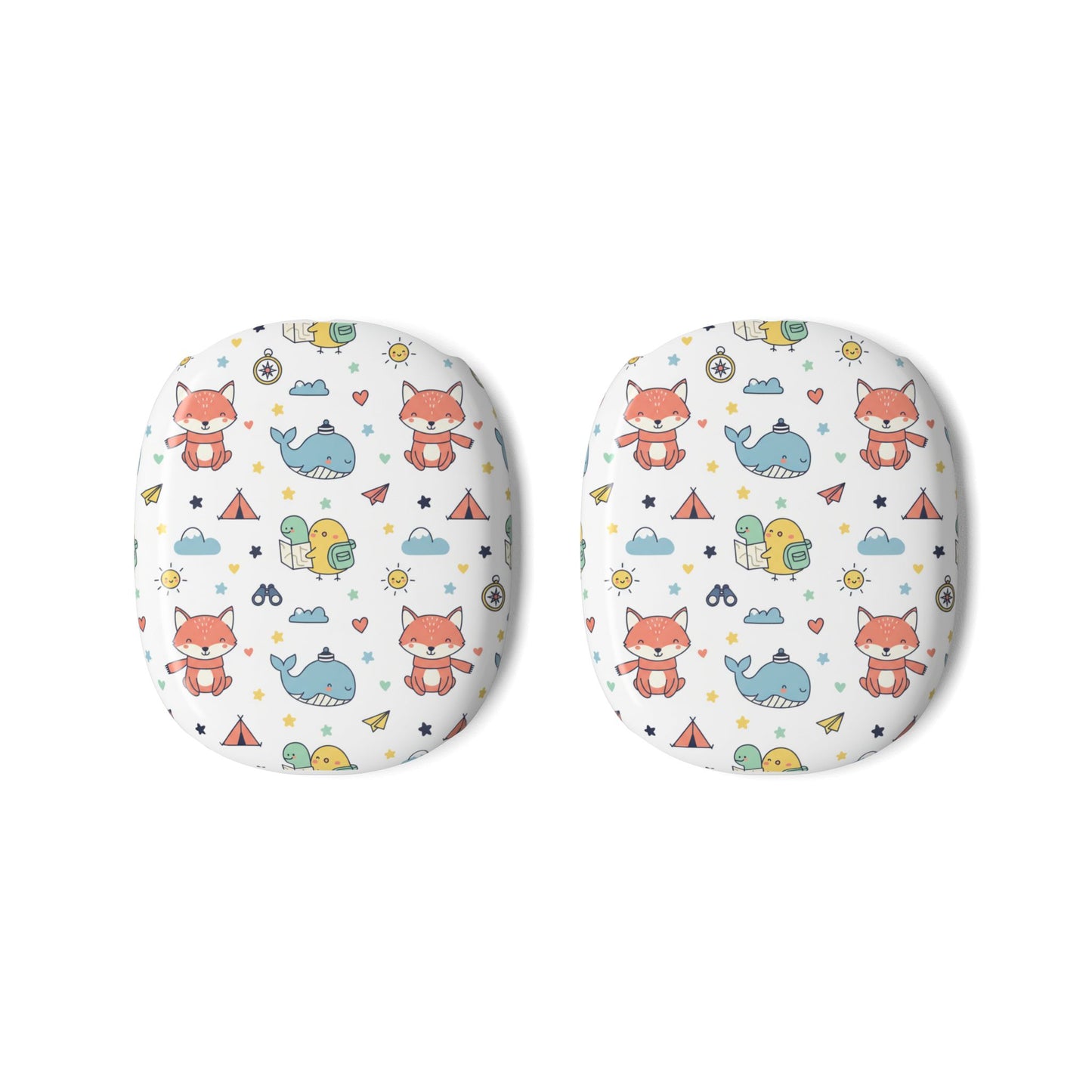 Animal themed kids Headphones — Cute Woodland Animals Pattern (Fox, Whale, Turtle) (free shipping)
