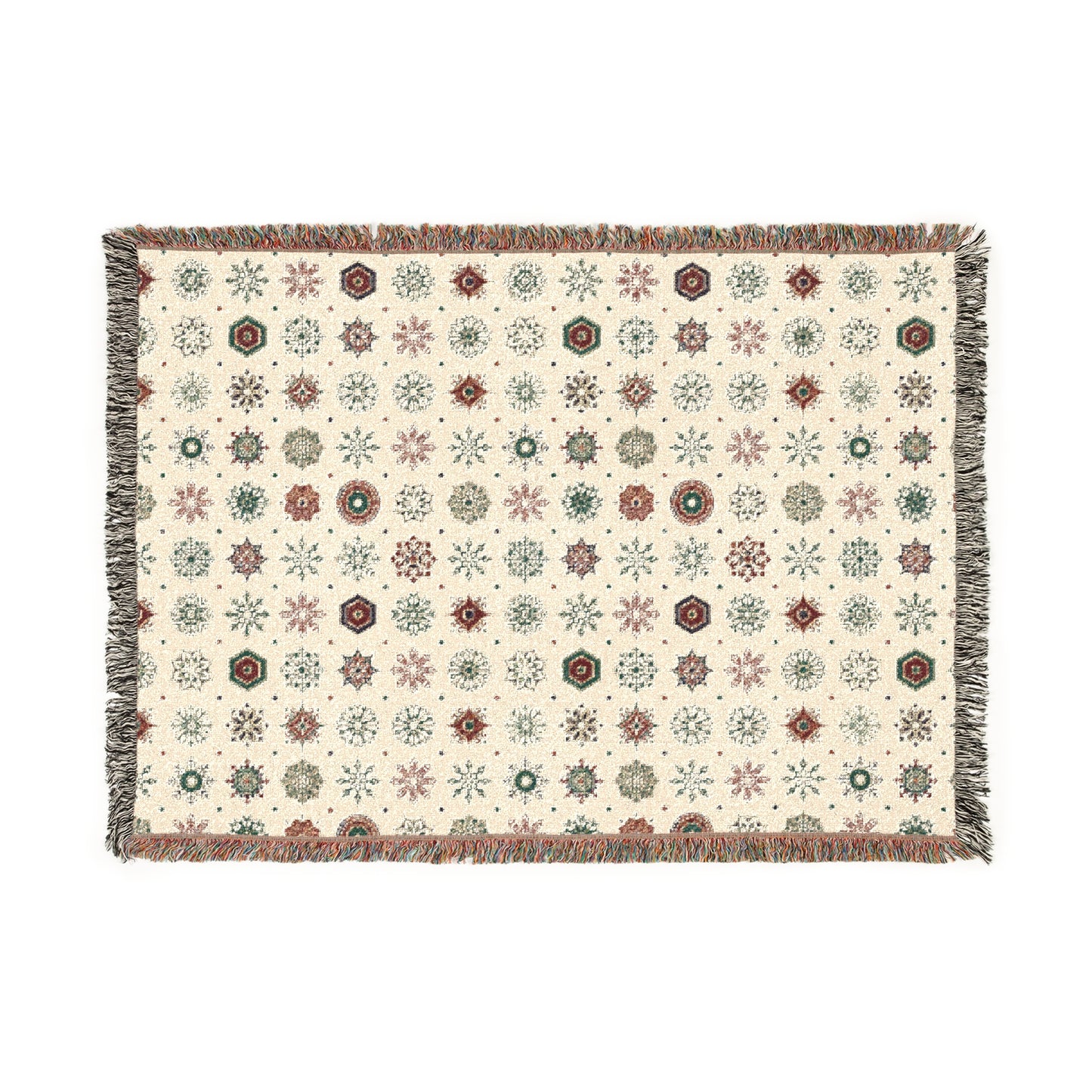 Snowflake pattern Woven Throw Blanket — Reversible Vintage-Inspired Cozy Throw