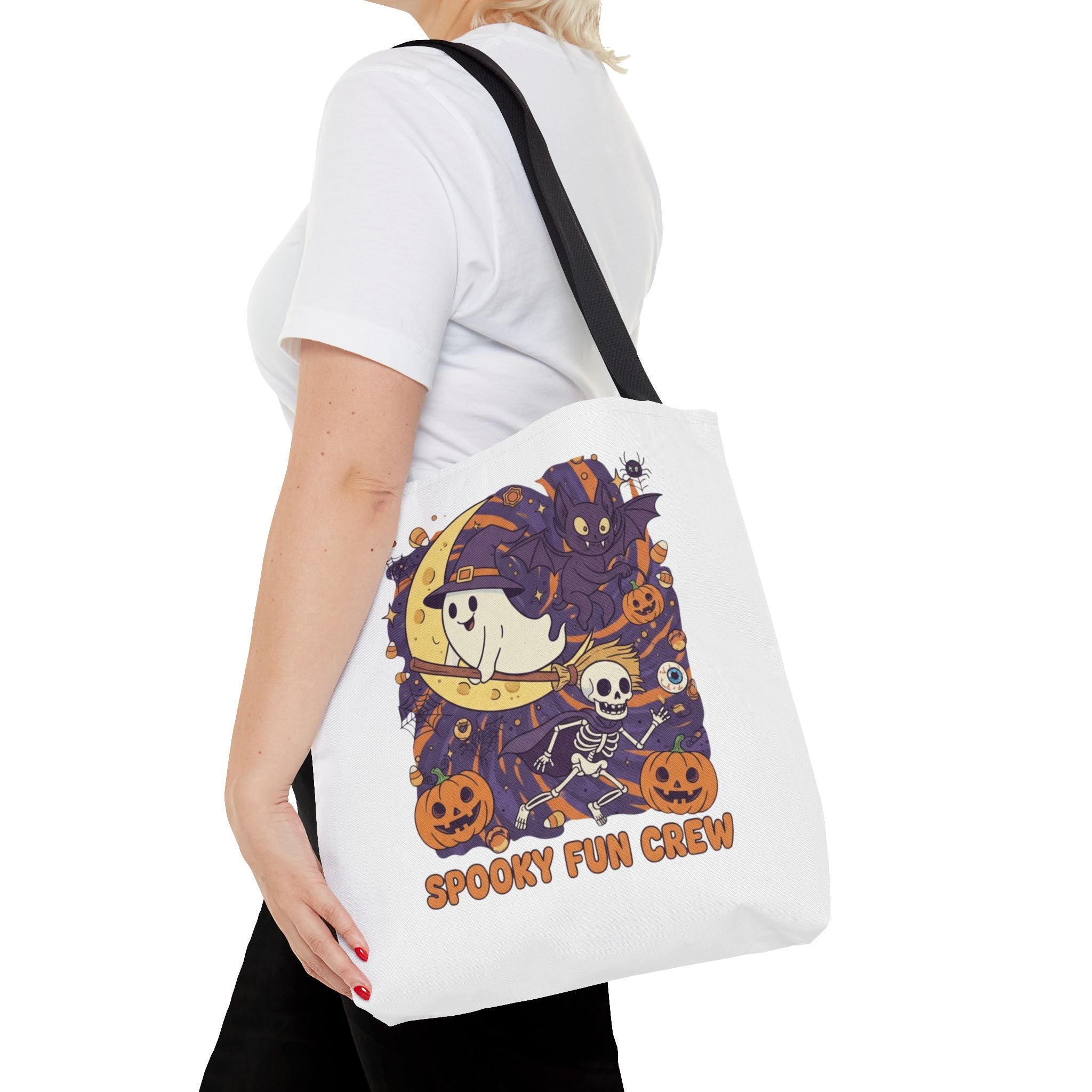 Spooky Fun Crew Halloween Tote Bag, Trick or Treat Bag, Haunted House Accessory, Fall Gift, Party Favor