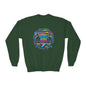 Youth Crewneck Sweatshirt — Vibrant Retro Boombox “Rebel With” spray paint Graphic