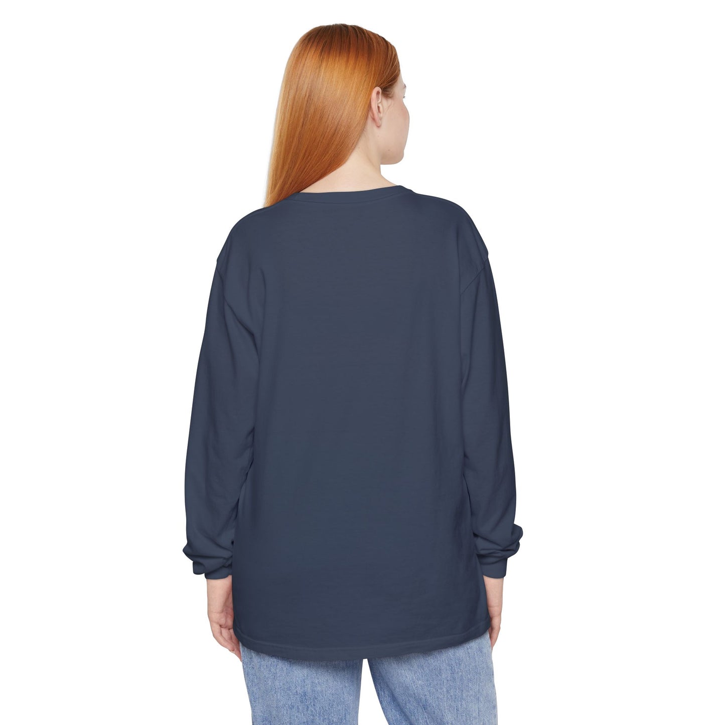 Women’s midnight colored Garment-Dyed Unisex Long Sleeve T-Shirt