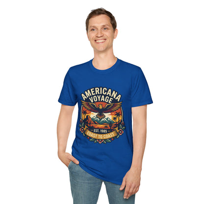Americana Voyage retro Graphic T-Shirt — Coast to Coast Eagle Sunset