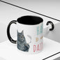 Happy and Dazzling smoking Cat Coffee Mug — Cute Cat smoking a cigarette Illustration Accent Mug (11/15 oz) (free shipping)
