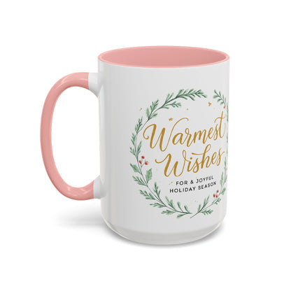 Warmest Wishes Holiday Coffee Mug — Festive Wreath Accent Mug (11/15oz)
