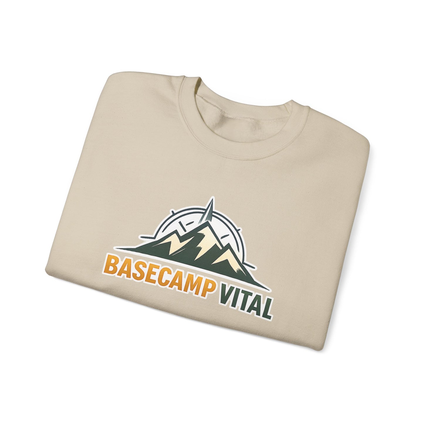 Base Camp Vital Mountain Embroidered Crewneck Sweatshirt | Cozy Hiking & Camping Pullover | 50/50 Midweight  Vital Mountain Crewneck Sweatshirt — Outdoor Adventure Logo Pullover (free shipping)