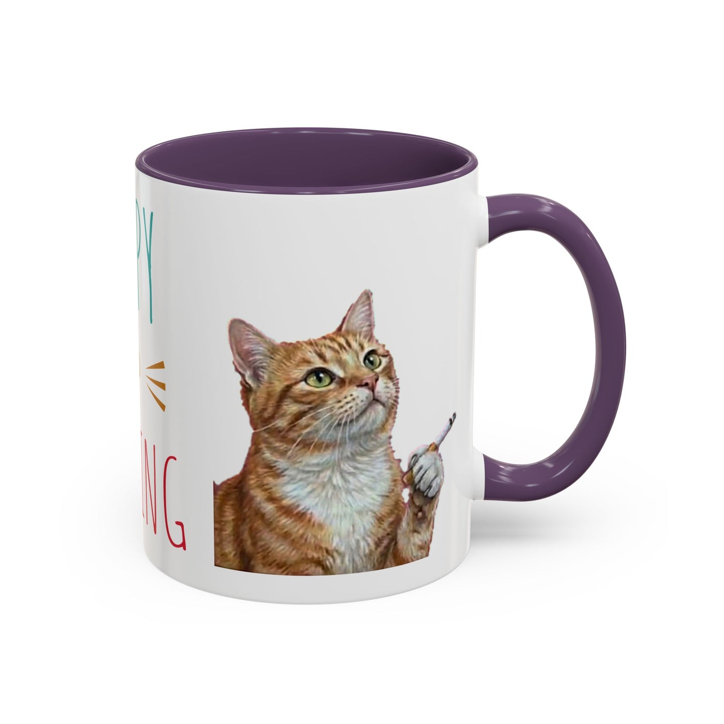 Happy and Dazzling Smoking Cat Coffee Mug — Cute Ginger Cat Accent Mug (11/15oz) (free shipping)