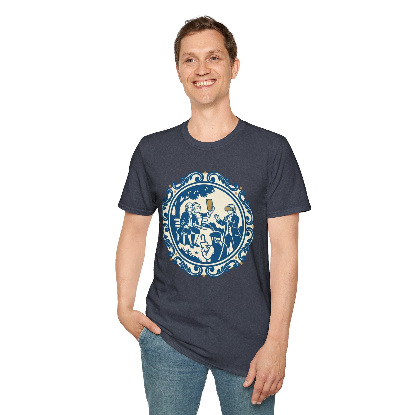 Vintage Blue Rococo Smartphone Toile -  T-Shirt