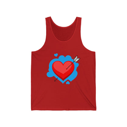 Minimal Heart and arrow " cupid heart arrow style " Tank Top — Simple Purple Heart Graphic