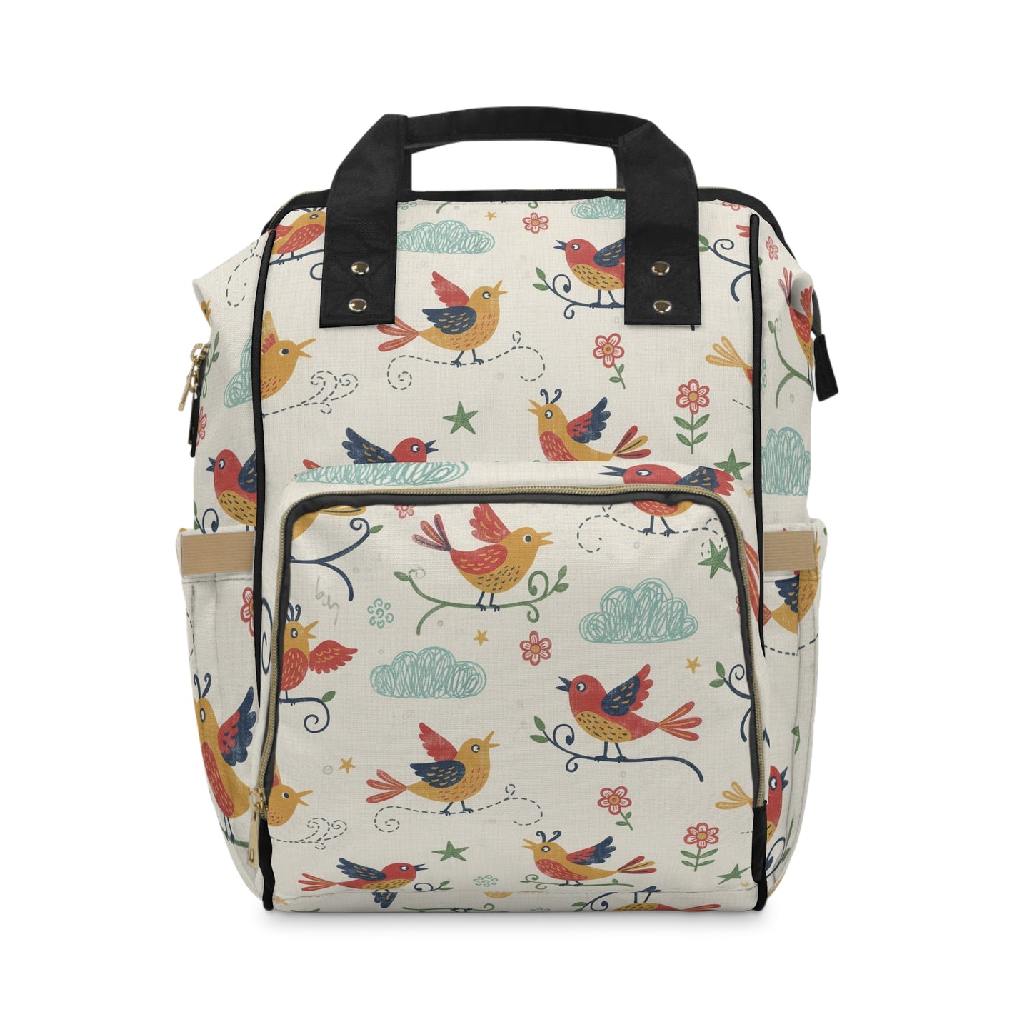 Boho - Birds & Blooms Multifunctional Diaper Backpack — Cute Floral Baby Travel Bag
