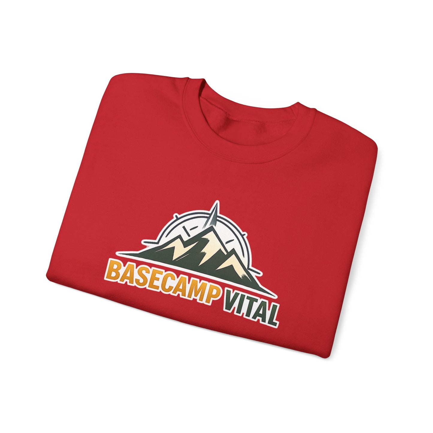 Base Camp Vital Mountain Embroidered Crewneck Sweatshirt | Cozy Hiking & Camping Pullover | 50/50 Midweight  Vital Mountain Crewneck Sweatshirt — Outdoor Adventure Logo Pullover (free shipping)