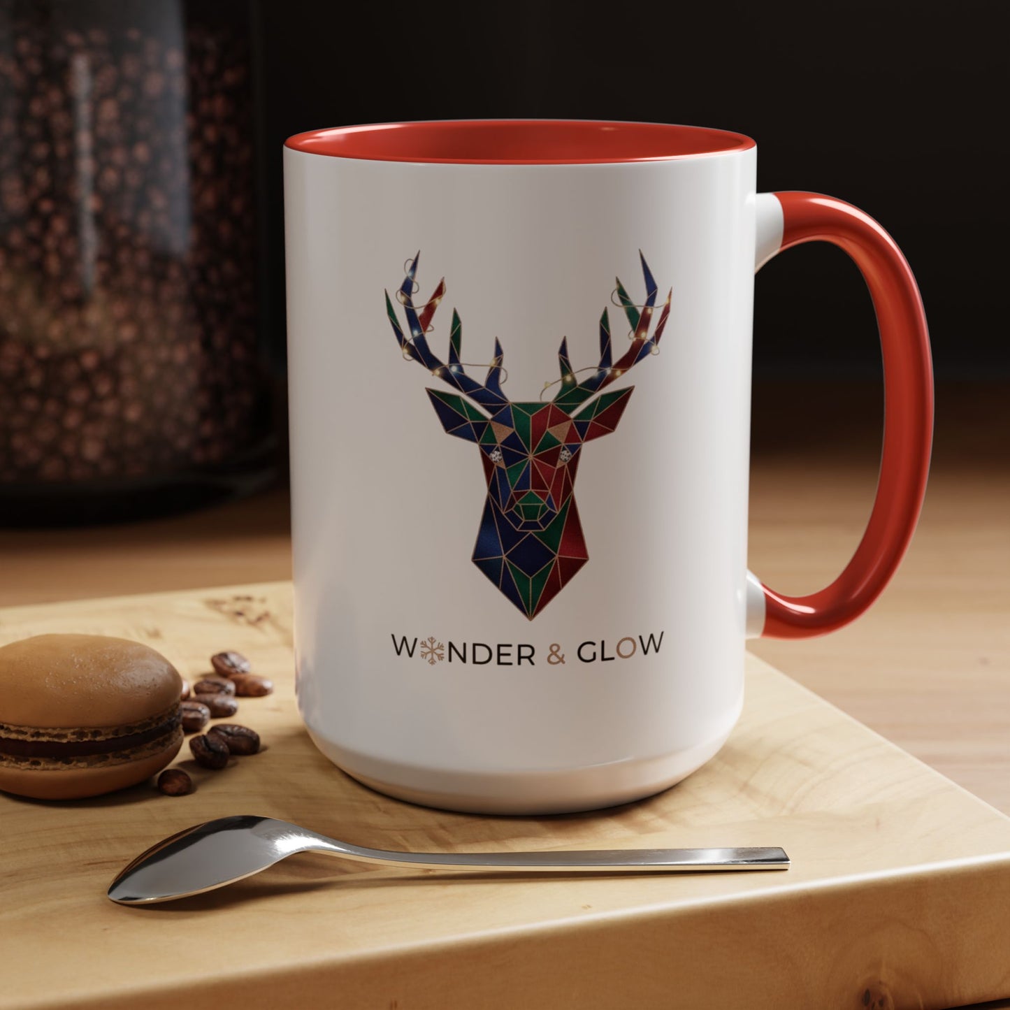 Geometric Stag Accent Coffee Mug — "Wonder & Glow" 11/15oz
