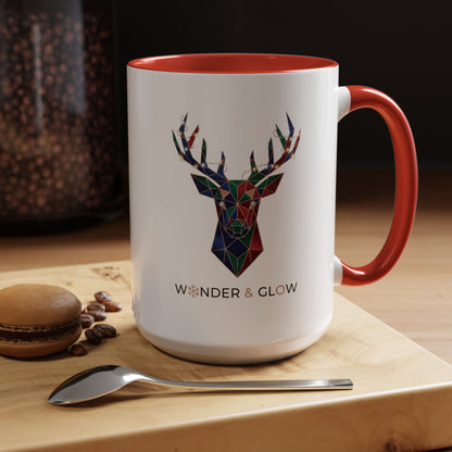 Geometric Stag Accent Coffee Mug — "Wonder & Glow" 11/15oz
